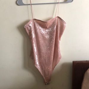 pink velvet bodysuit
